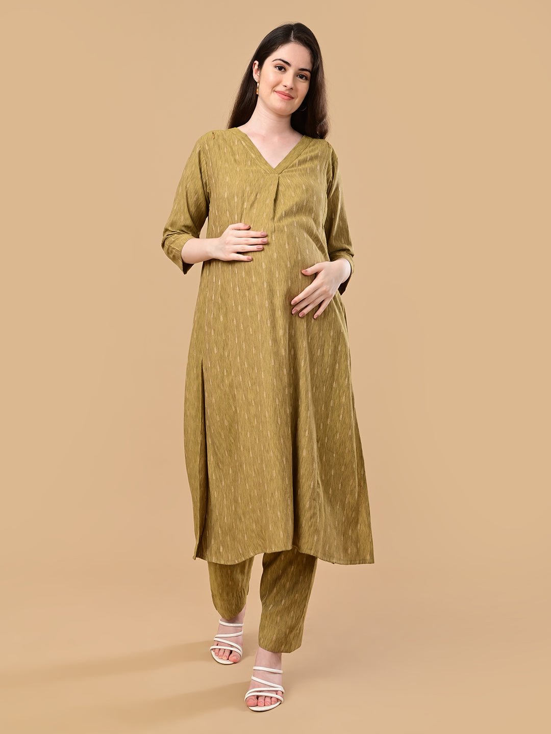  Honey Haze Maternity and Nursing Co Ord Set Ecru