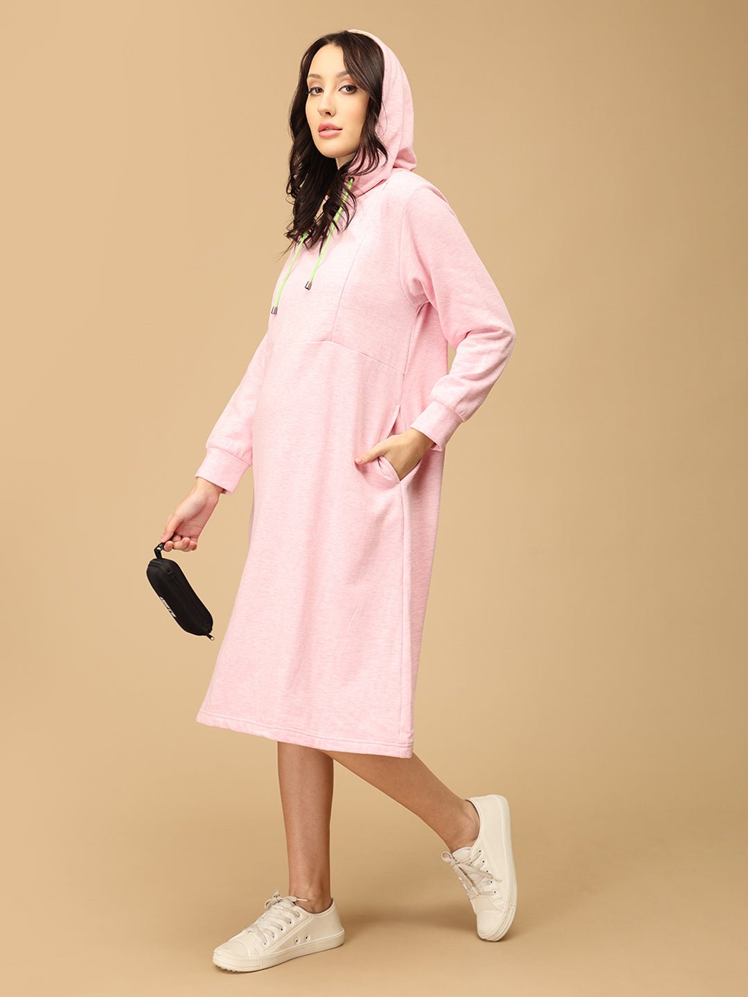  Hoodie & Hug Maternity and Nursing Hoodie Dress Pink
