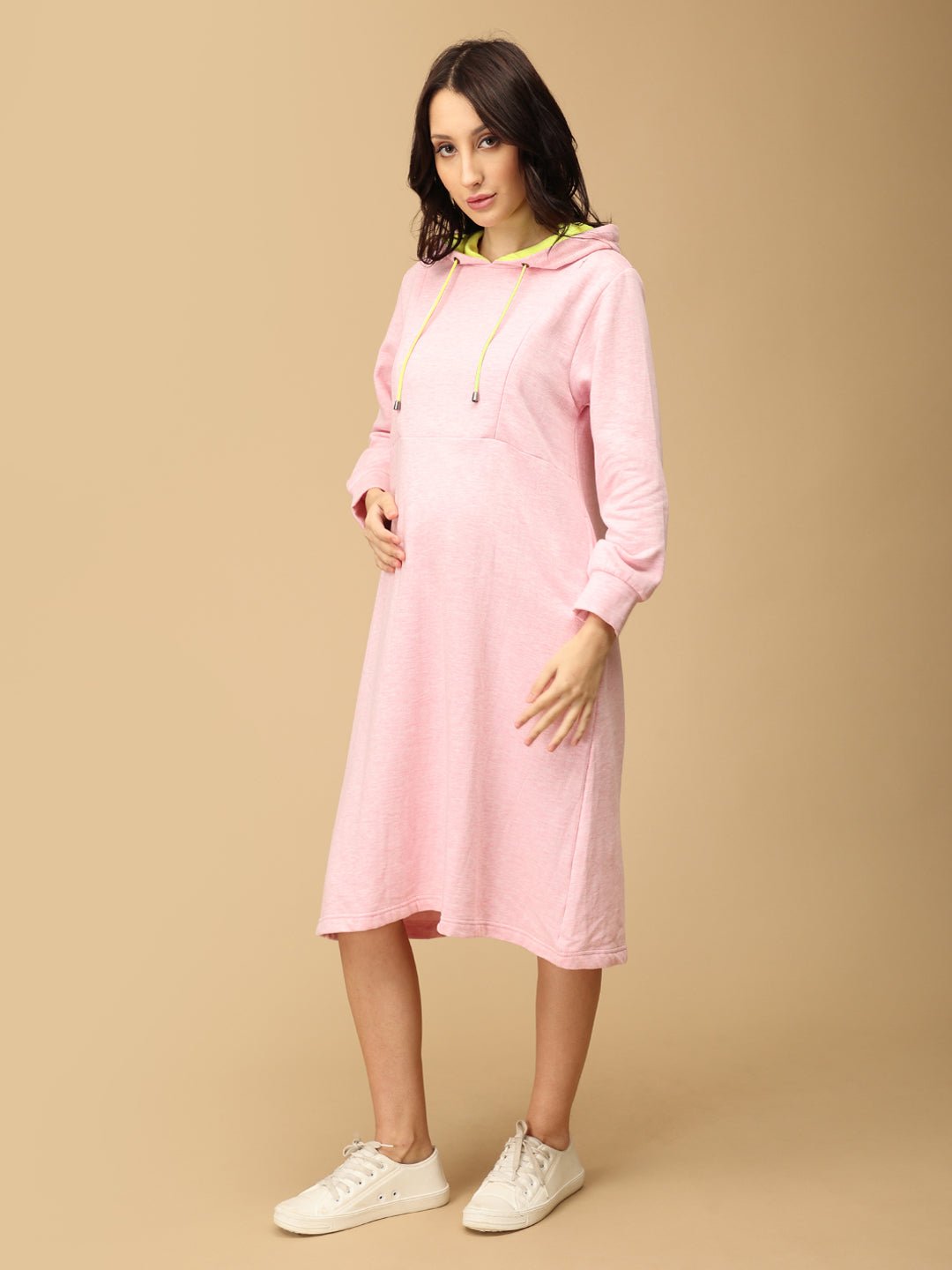  Hoodie & Hug Maternity and Nursing Hoodie Dress Pink