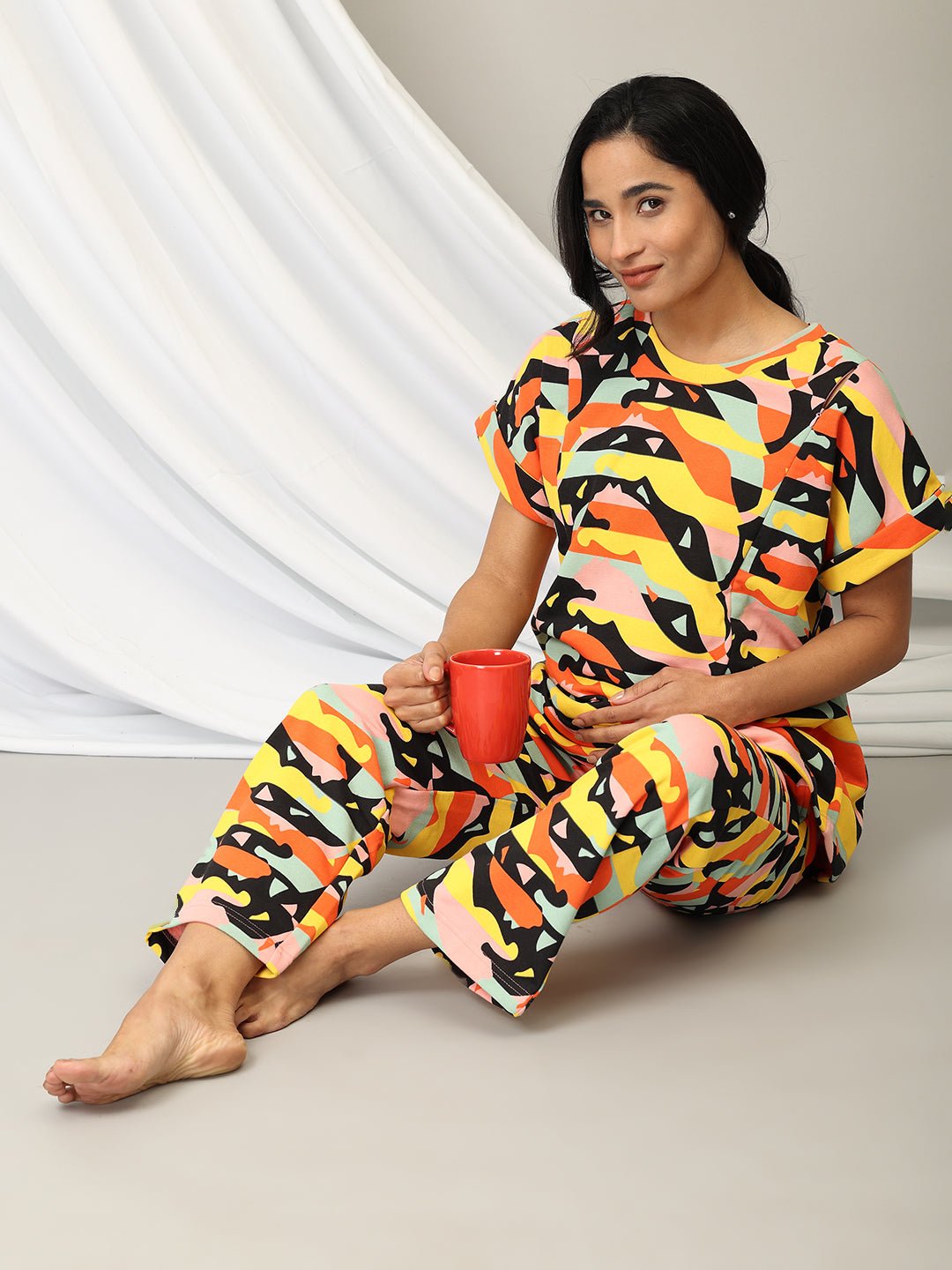  Hue Haven Maternity and Nursing Sweatshirt Co-Ord Set Multi