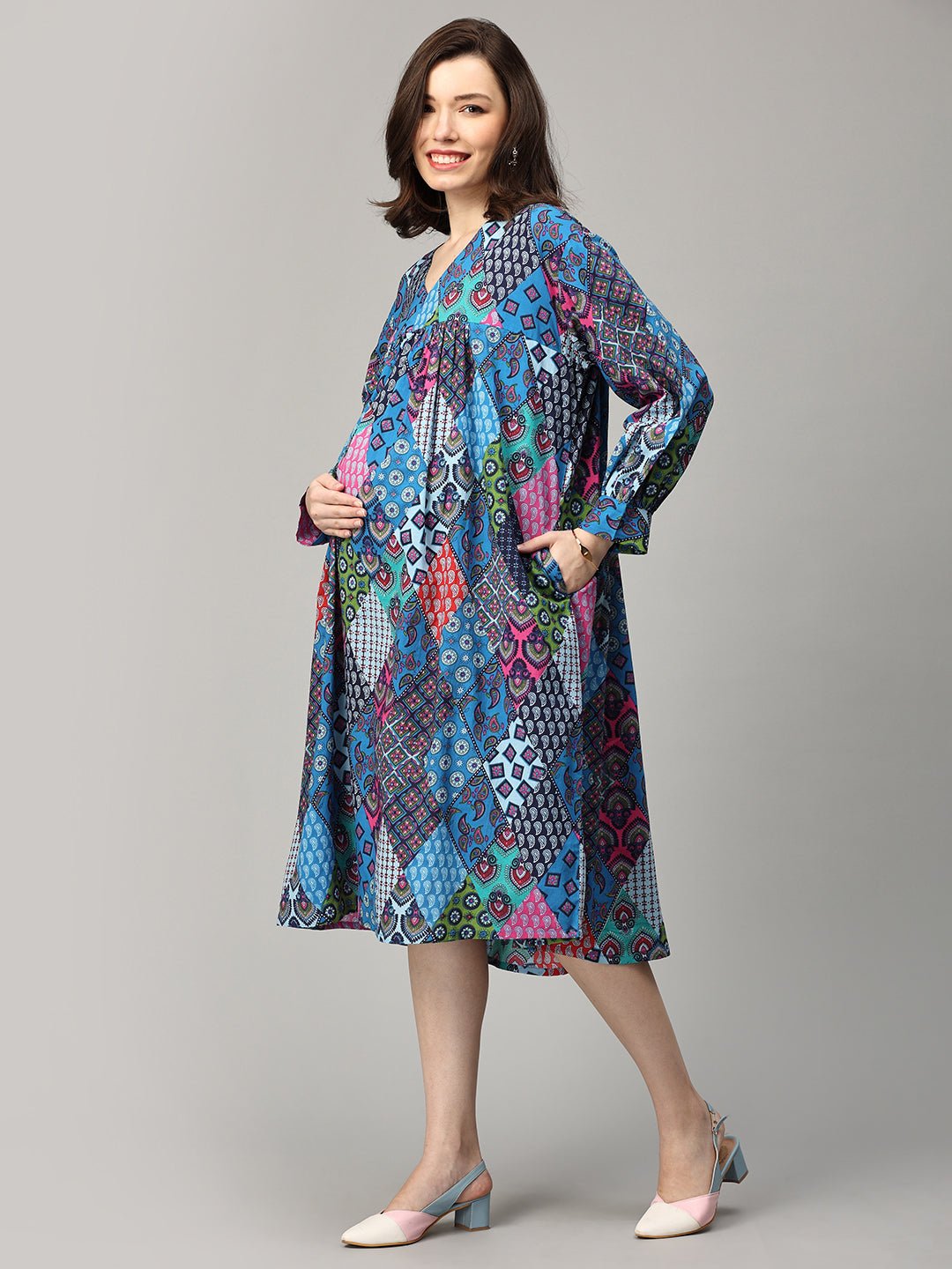  Hue-La-La Maternity and Nursing Dress Multi
