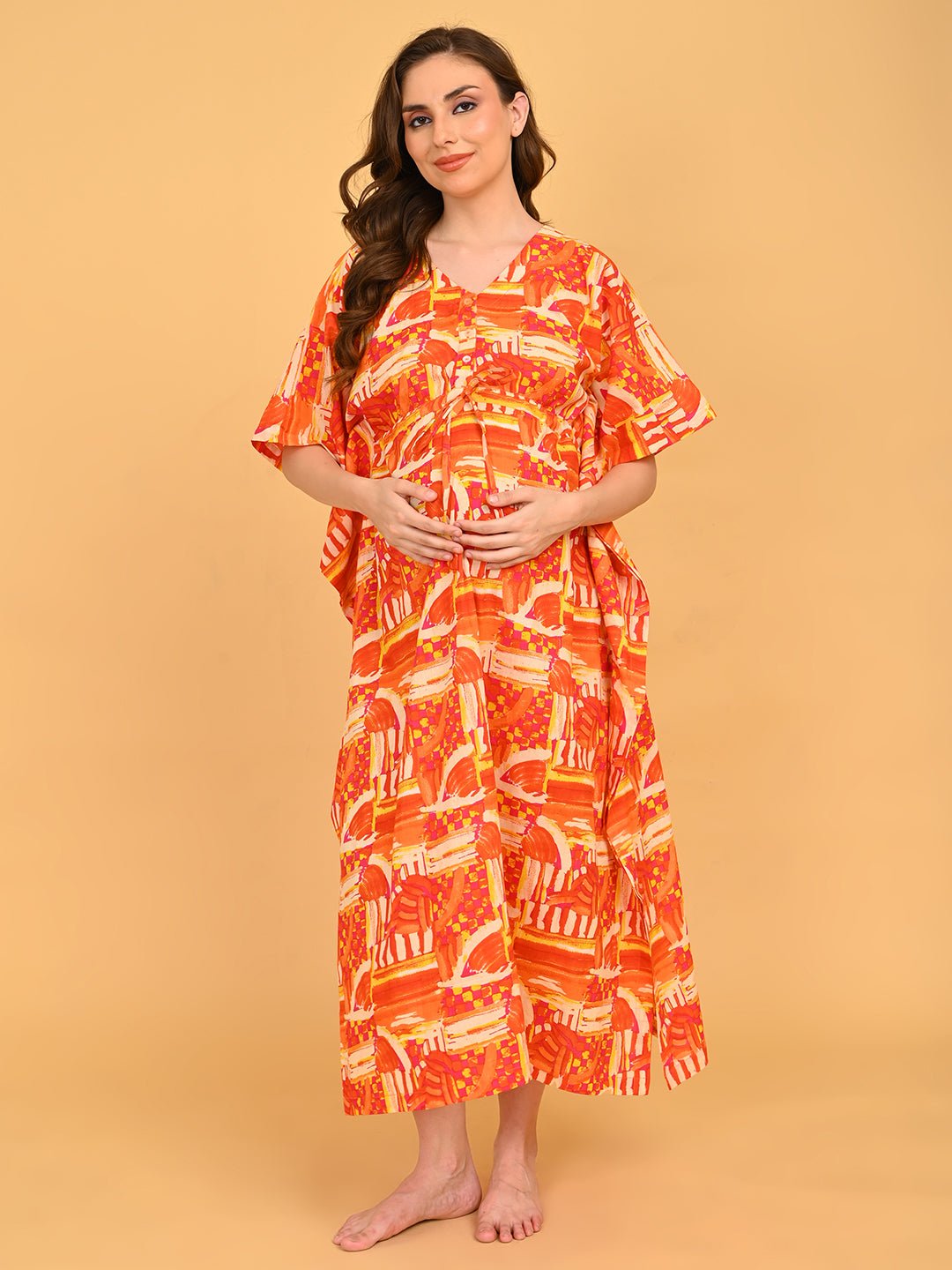  Hues & Honey Maternity and Nursing Kaftan Nighty Multi