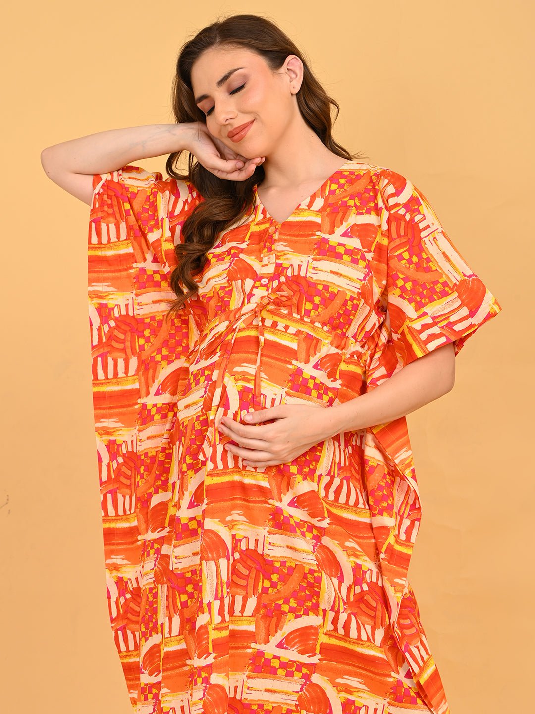 Hues & Honey Maternity and Nursing Kaftan Nighty Multi