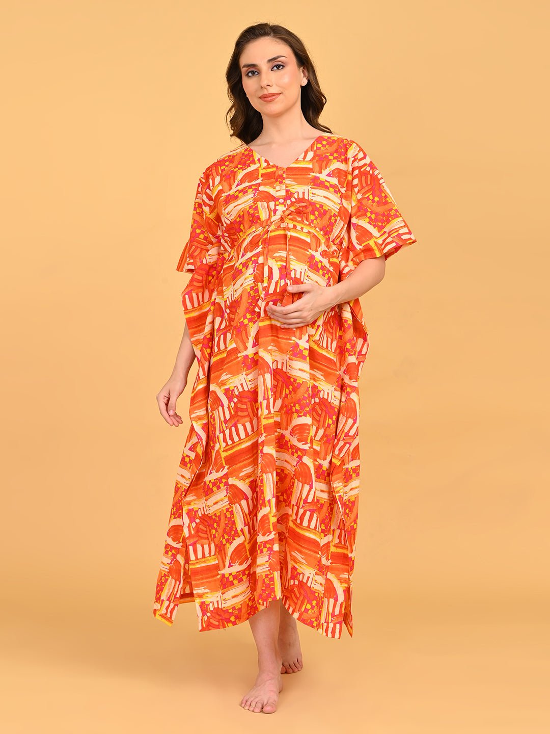  Hues & Honey Maternity and Nursing Kaftan Nighty Multi