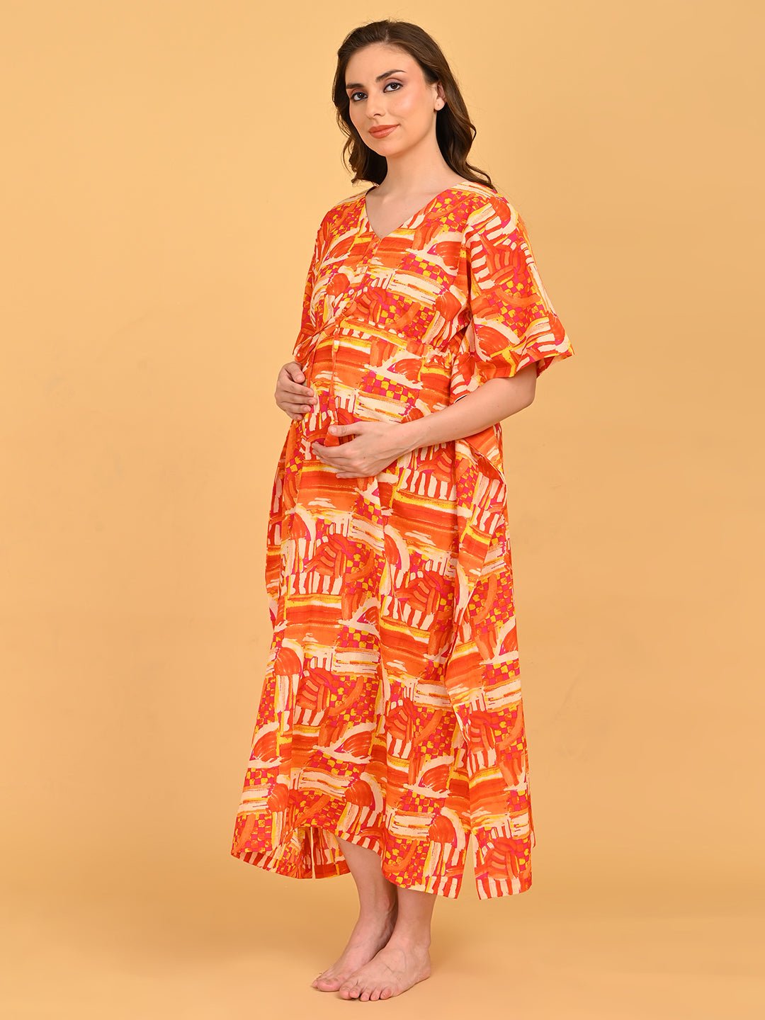  Hues & Honey Maternity and Nursing Kaftan Nighty Multi