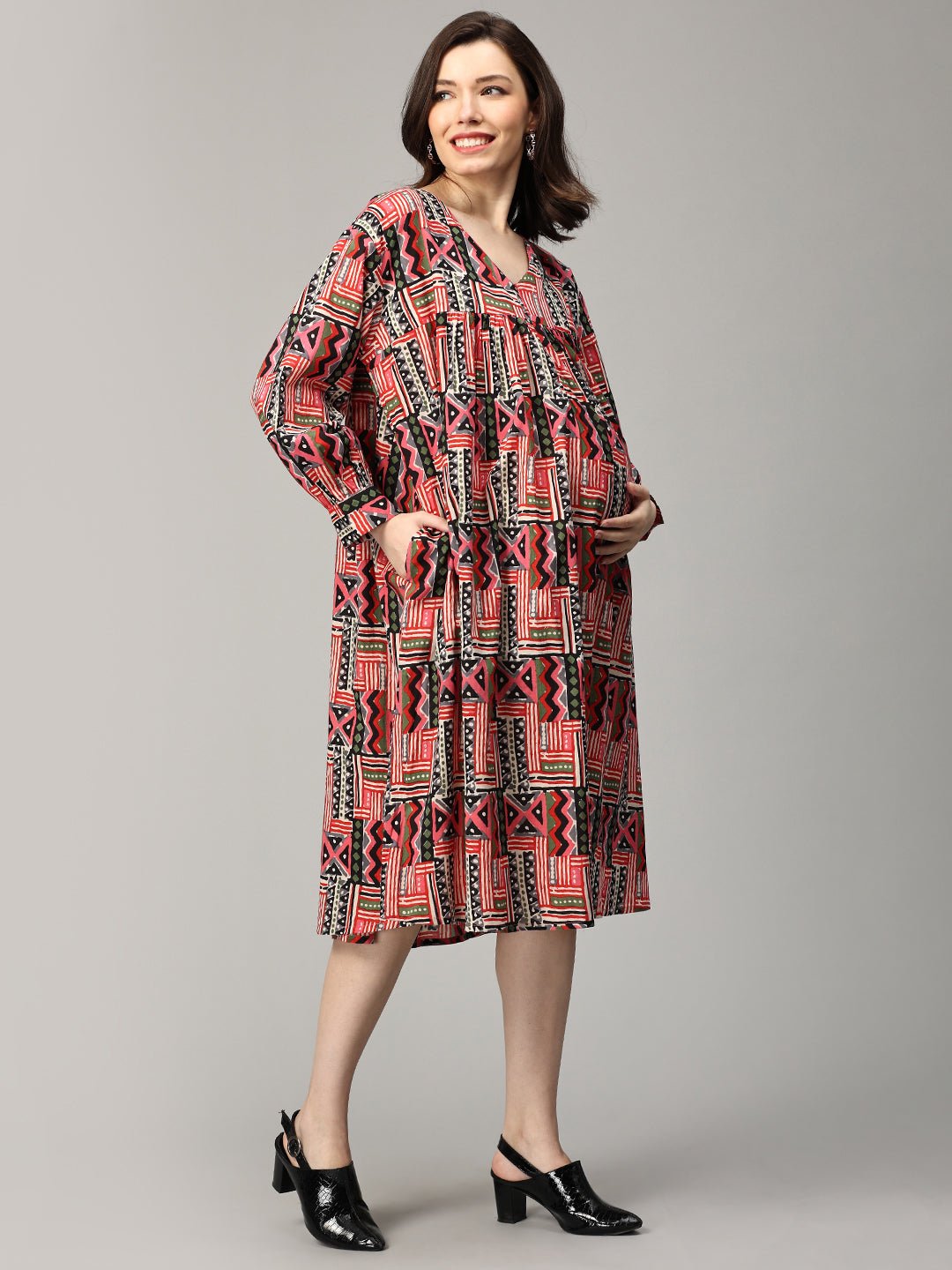  Hue's That Girl Maternity and Nursing Dress Multi