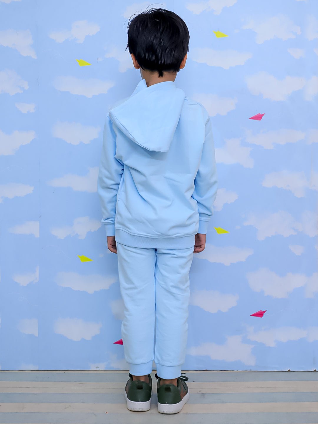  Hug Me Zipper Jacket Light Blue Sweatpants Combo