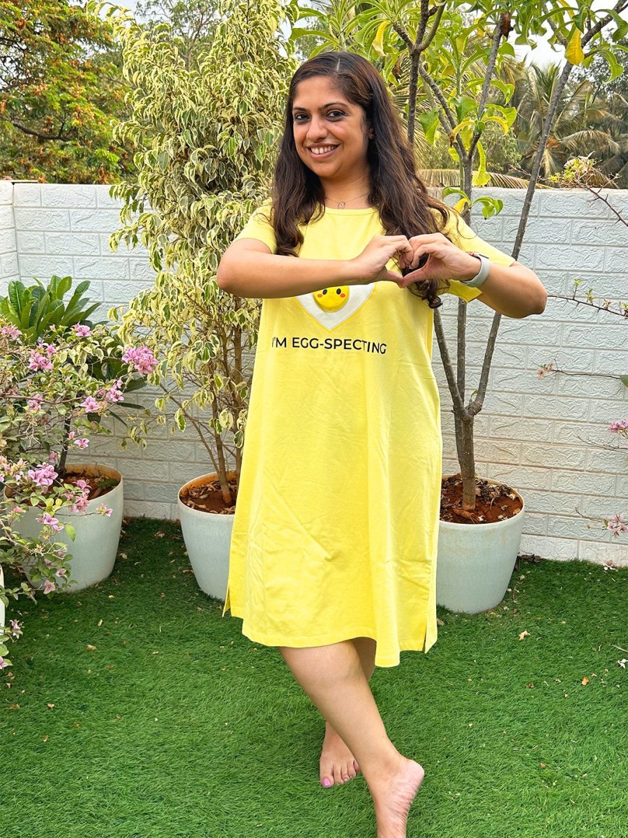 I Am Eggspecting Maternity T-Shirt Dress Yellow