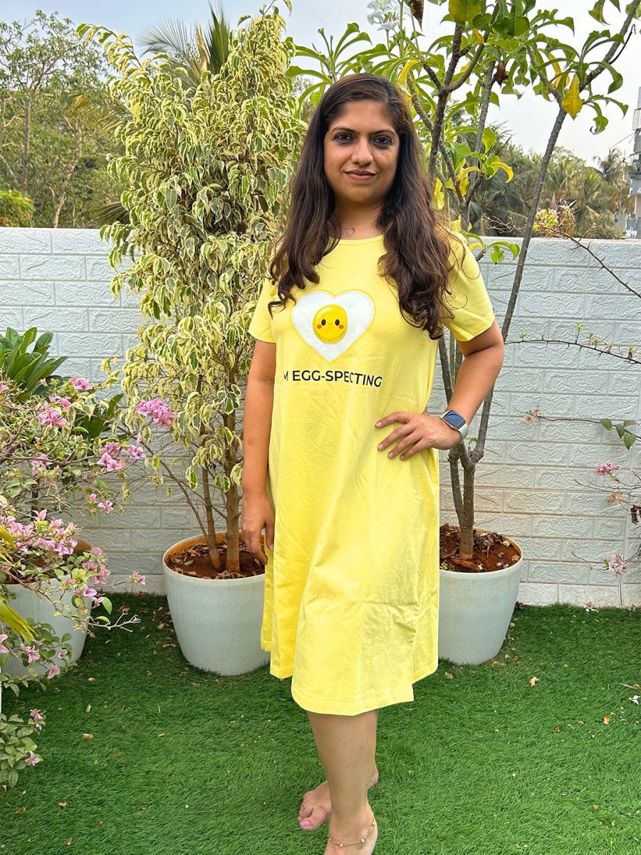 I Am Eggspecting Maternity T-Shirt Dress Yellow