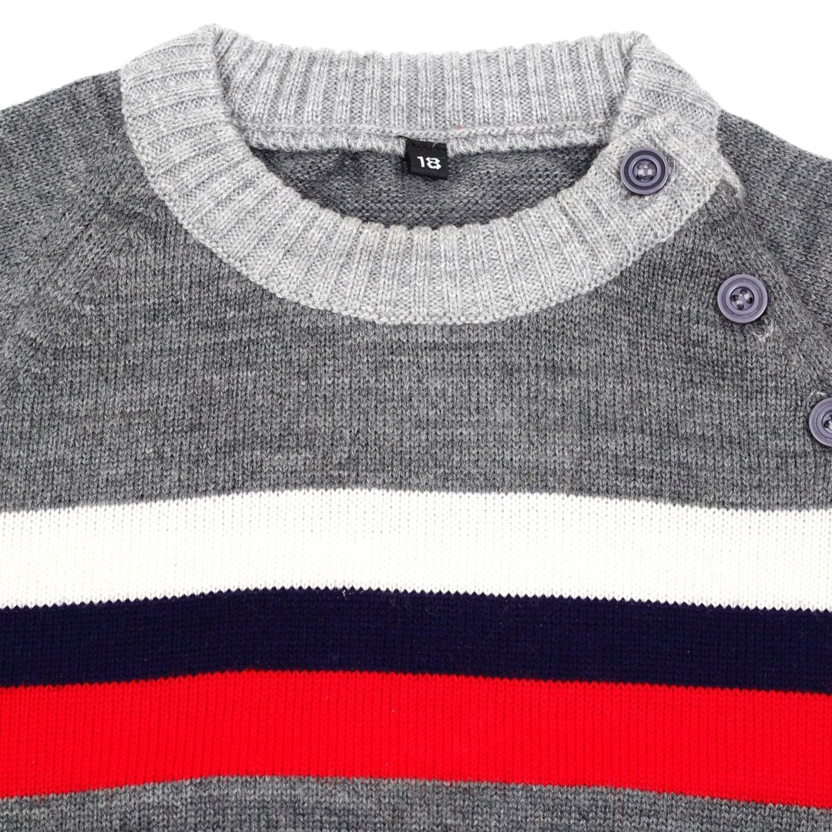 Tomato Red I Love Stripes Knitted Sweater For Kids