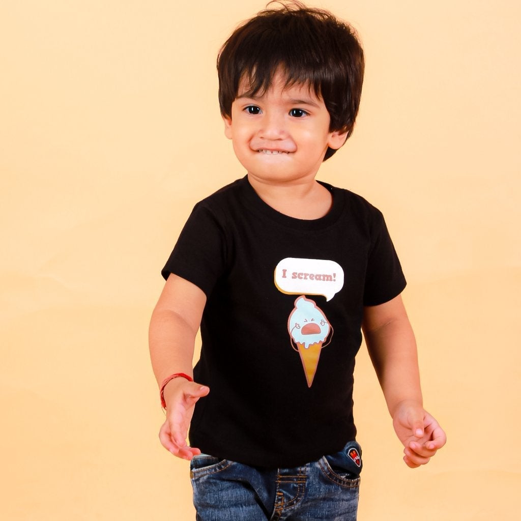 I Scream White Cotton Matching Family T-Shirt Twinning Combo