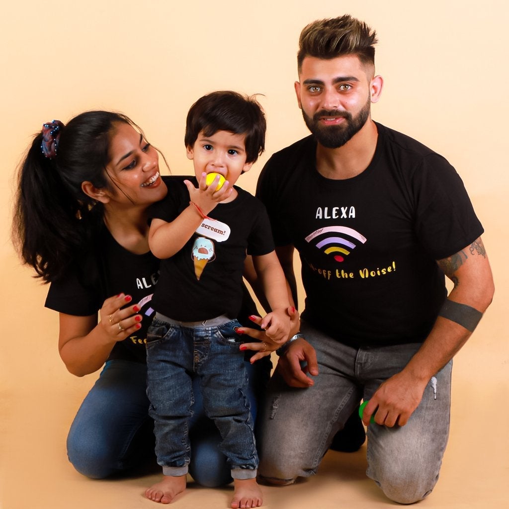 I Scream White Cotton Matching Family T-Shirt Twinning Combo
