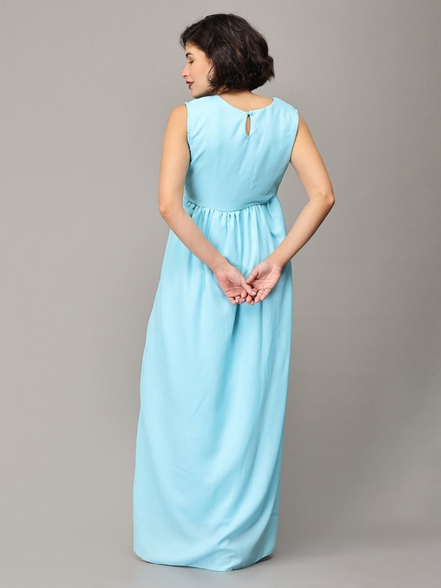  Ice Lilly Sequins Maternity Dress Blue