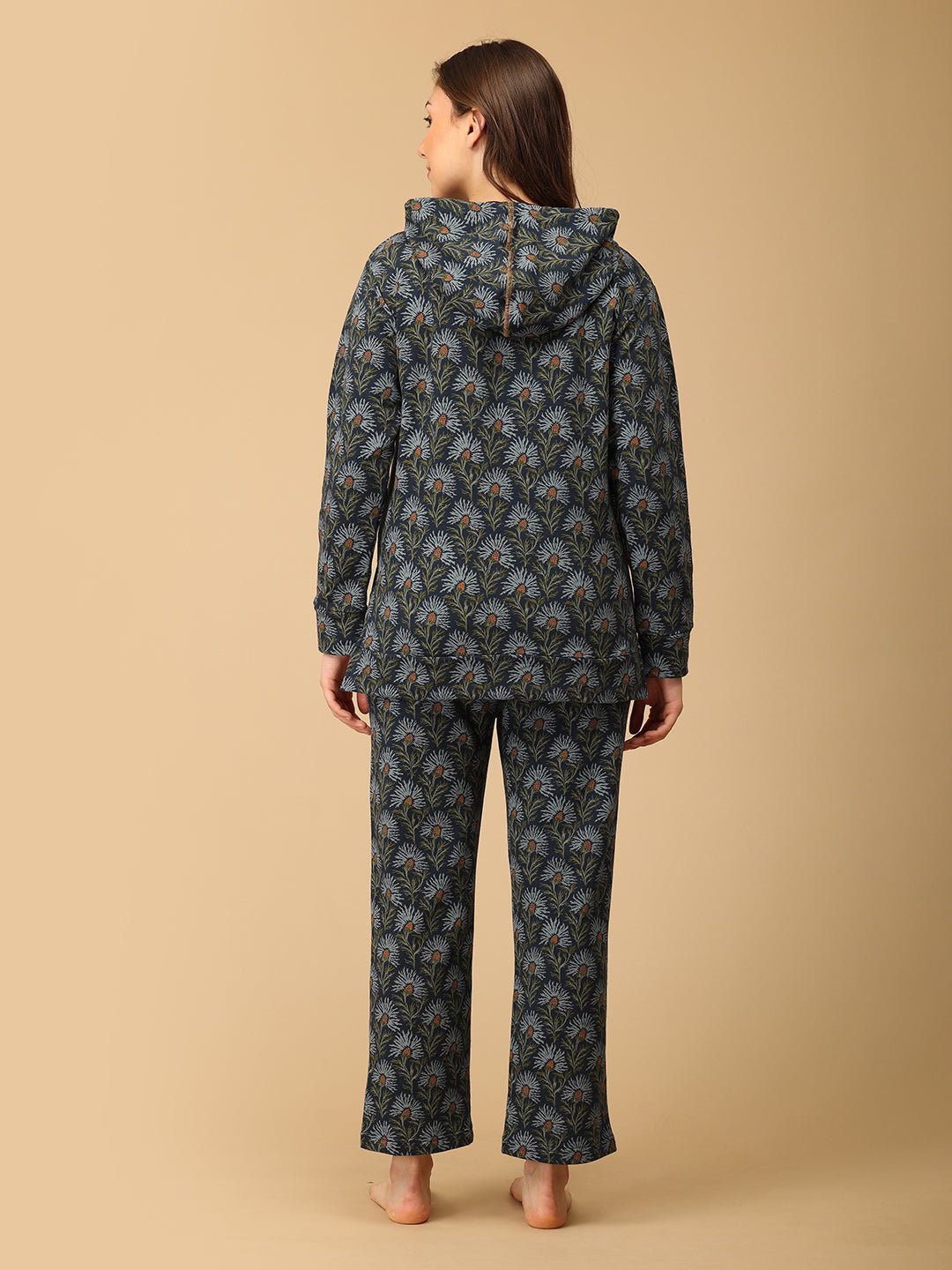  In Bloom & Blue Maternity and Nursing Hoodie Pajama Set Blue
