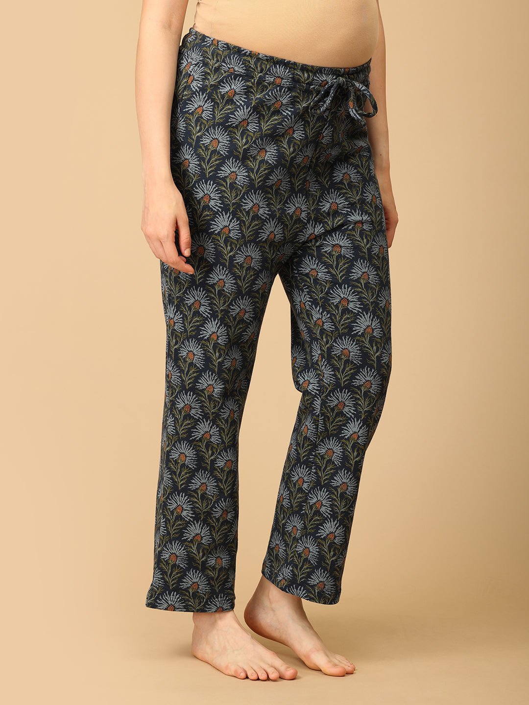  In Bloom & Blue Maternity and Nursing Hoodie Pajama Set Blue