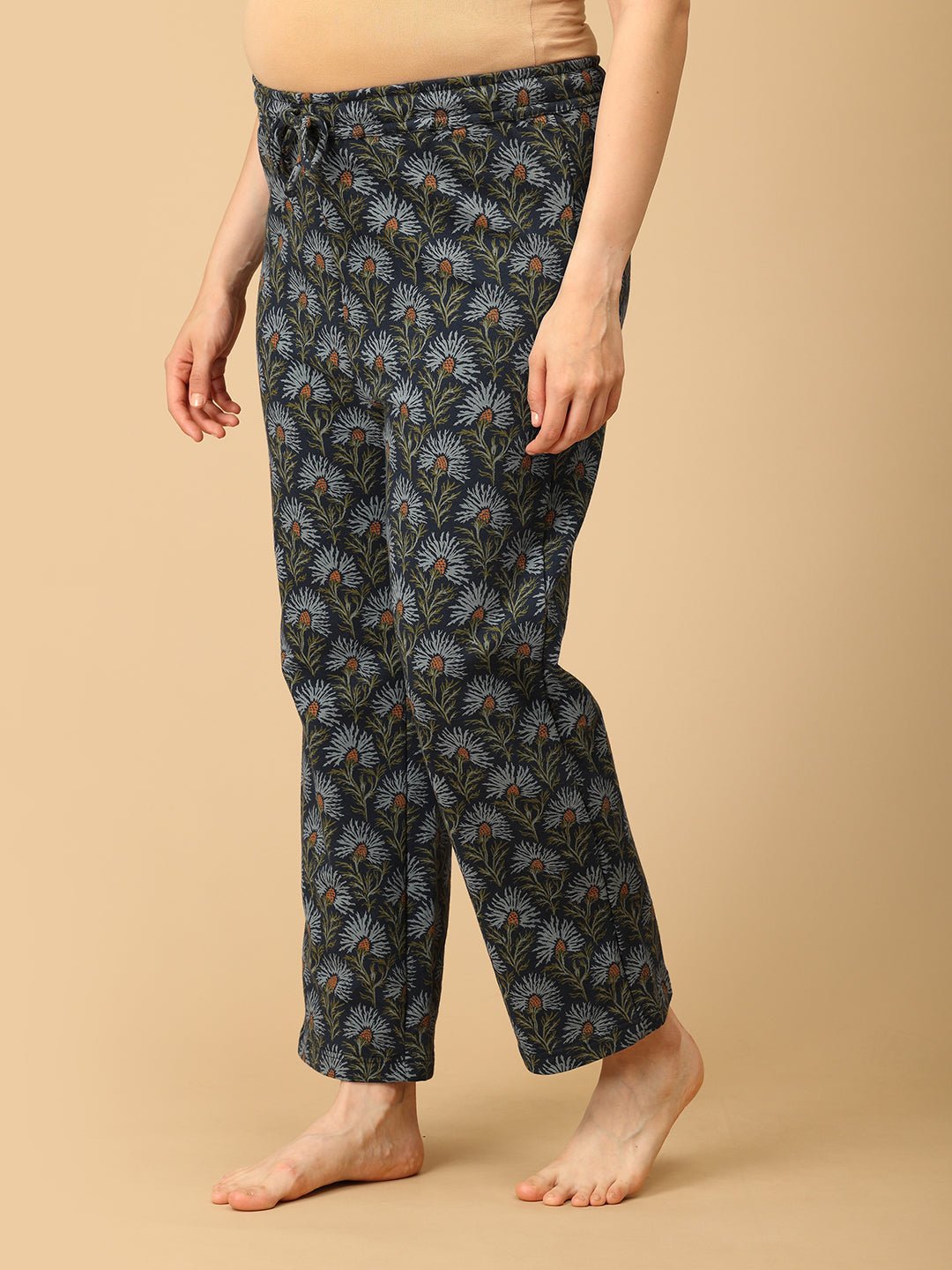  In Bloom & Blue Maternity and Nursing Hoodie Pajama Set Blue