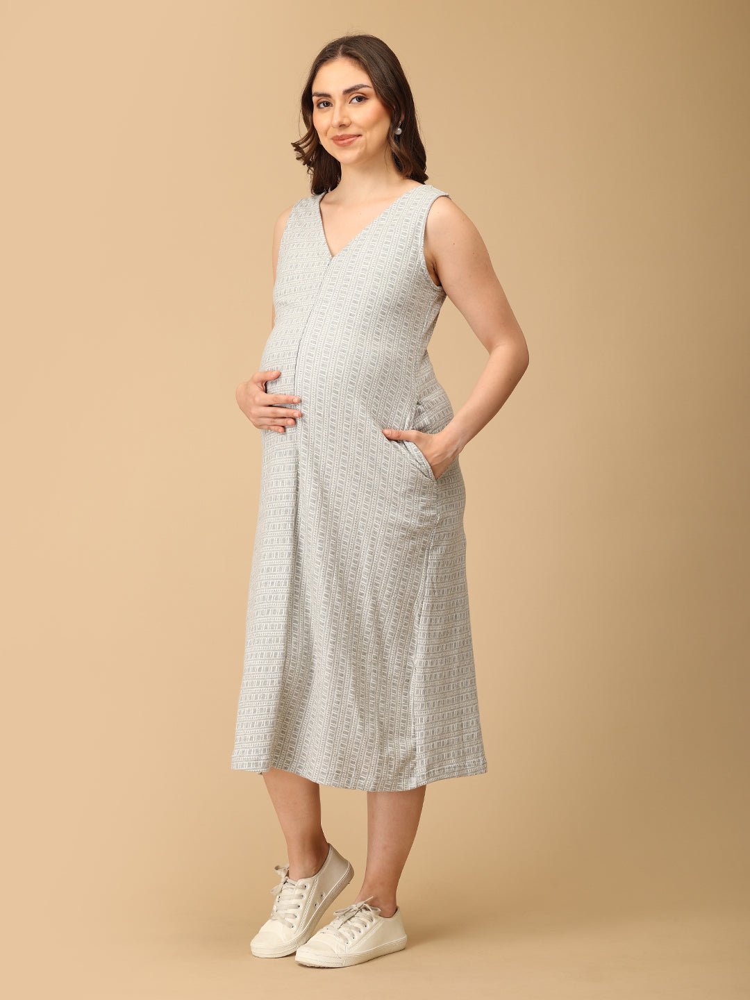  In Line With You Maternity and Nursing Dress Multi