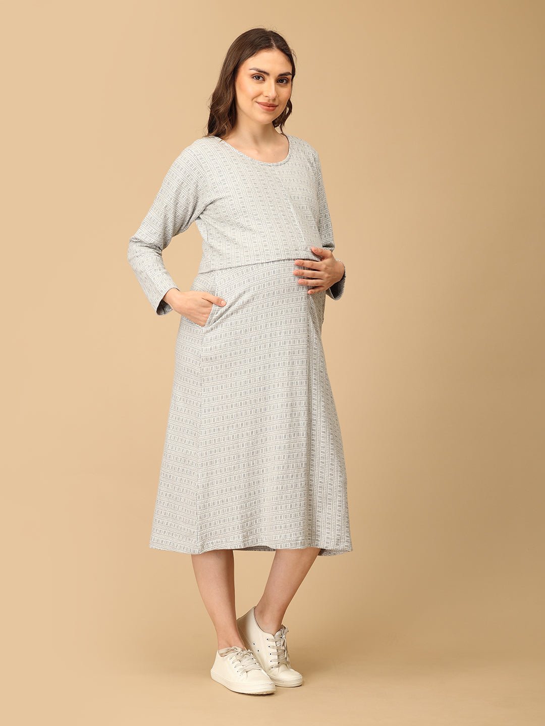  In Line With You Maternity and Nursing Dress Multi