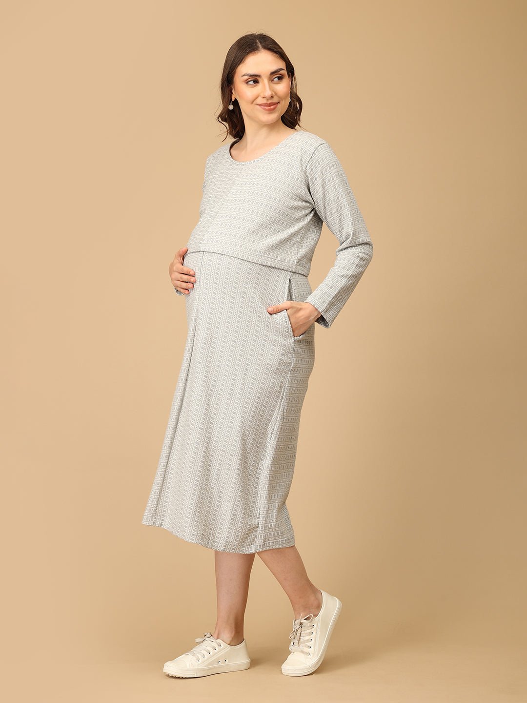  In Line With You Maternity and Nursing Dress Multi
