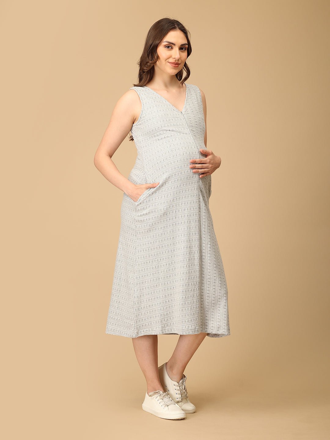  In Line With You Maternity and Nursing Dress Multi
