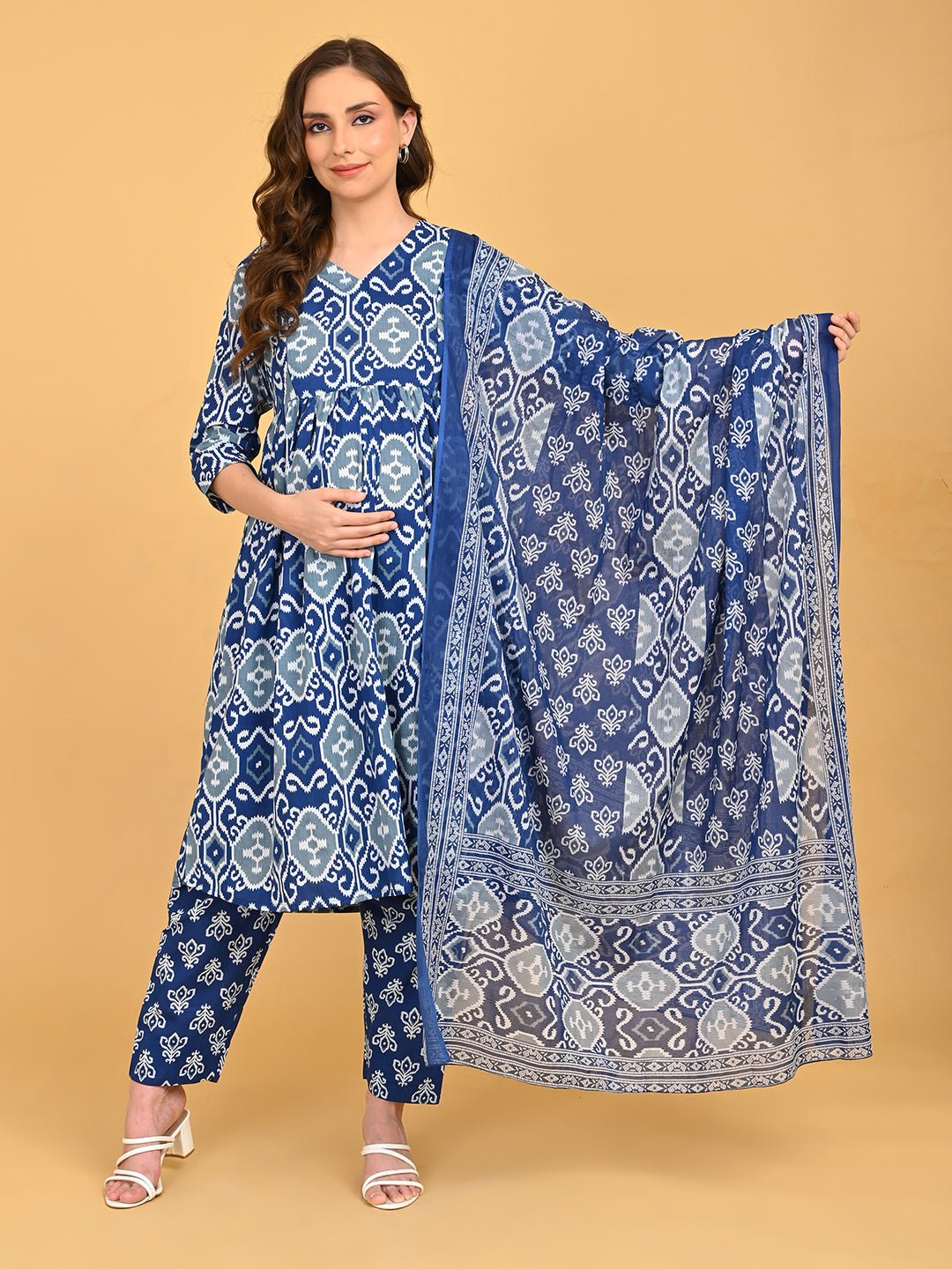  Indigo Mode Maternity and Nursing Kurta Set Blue