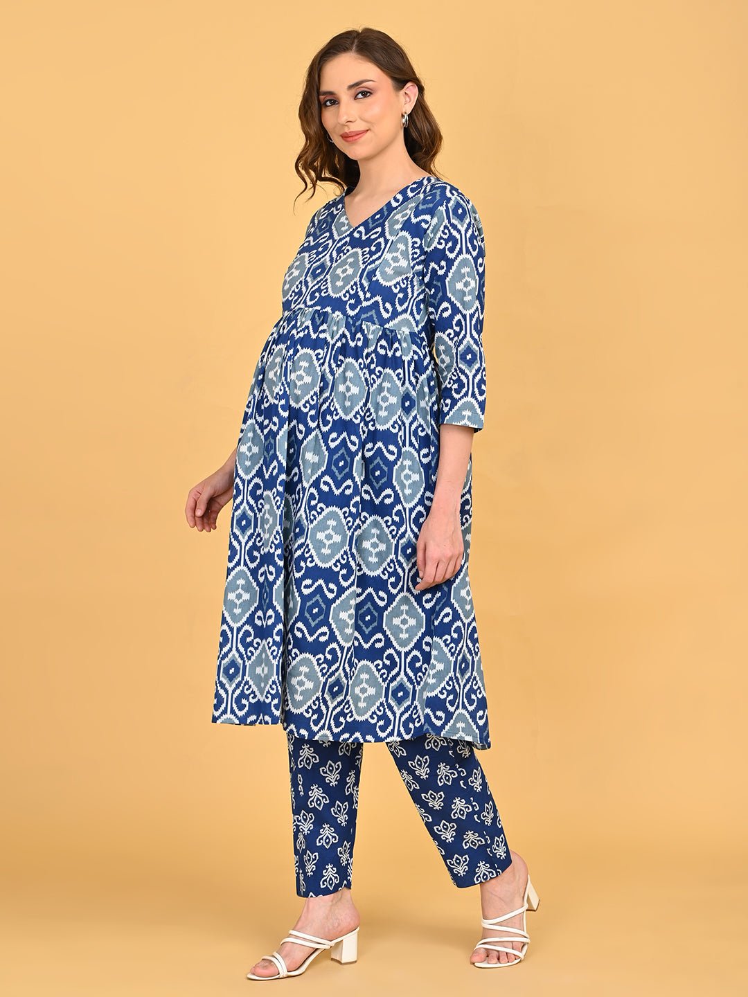  Indigo Mode Maternity and Nursing Kurta Set Blue