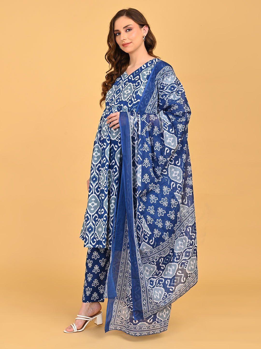  Indigo Mode Maternity and Nursing Kurta Set Blue