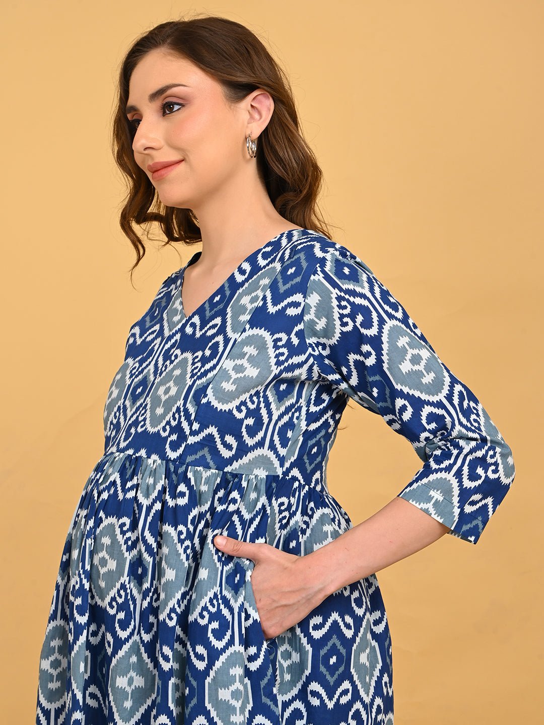  Indigo Mode Maternity and Nursing Kurta Set Blue