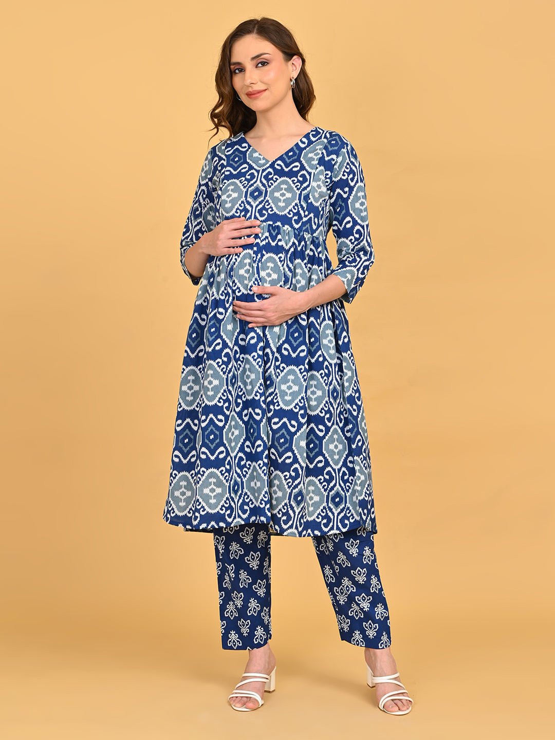  Indigo Mode Maternity and Nursing Kurta Set Blue