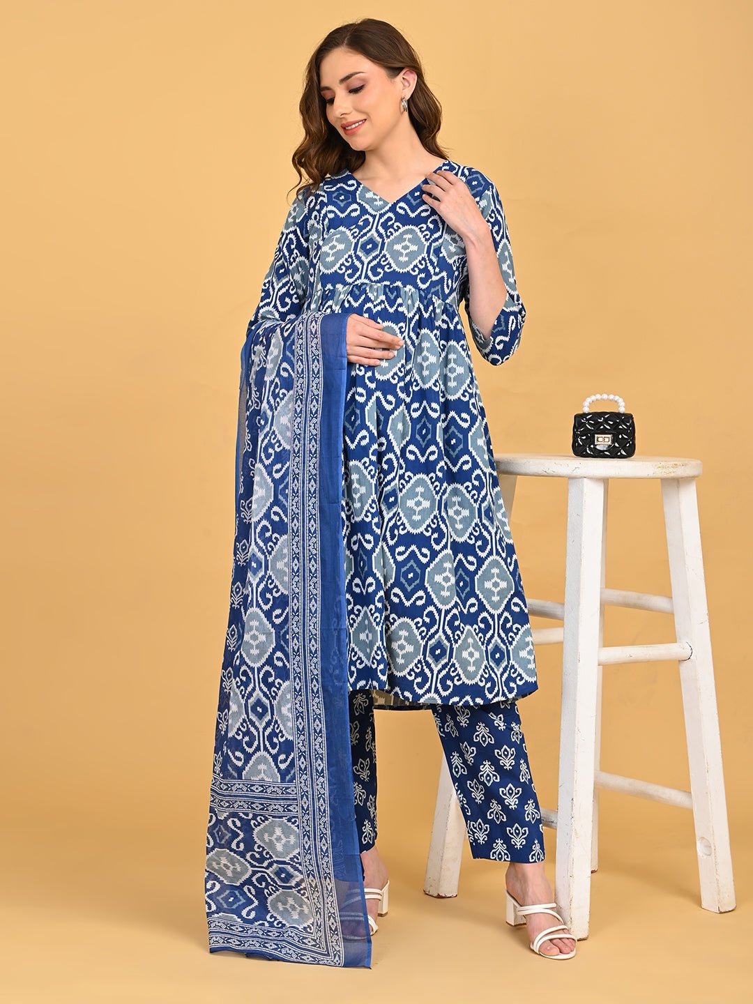  Indigo Mode Maternity and Nursing Kurta Set Blue