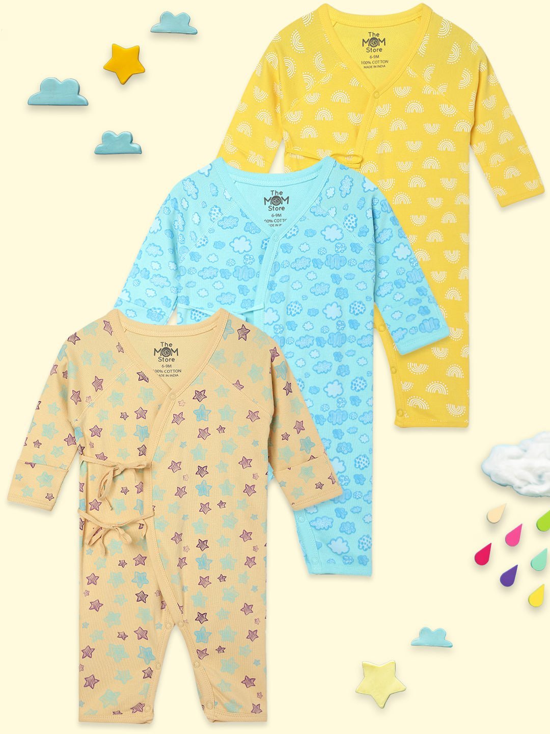  Color Rush Infant Jabla Style Romper Combo 3-Pack