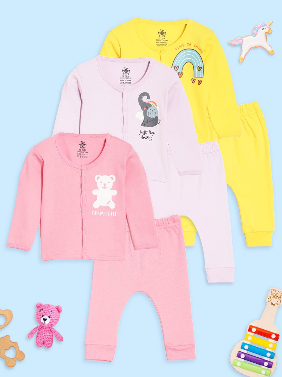  Time To Shine Keep Smiling & Beary Cute Infant Set 3-Pack