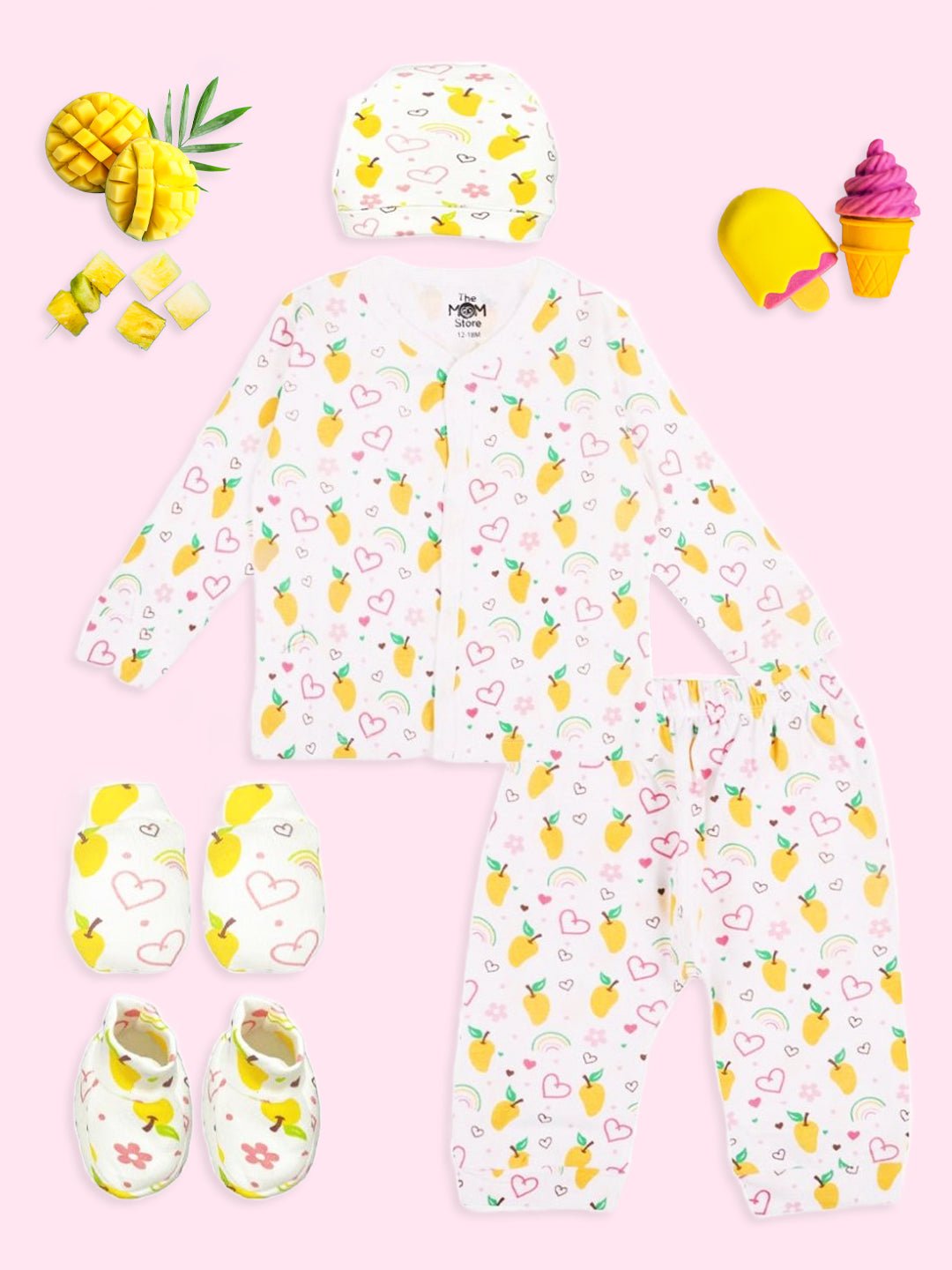  Mango Mia Infant Set Mittens Booties Cap Combo