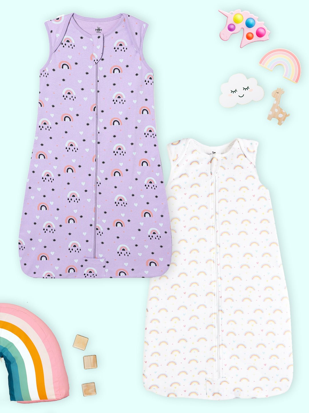 Lavender Twinkle and Magic Bow 2 PC Kids Cotton Baby Sleeping Bag