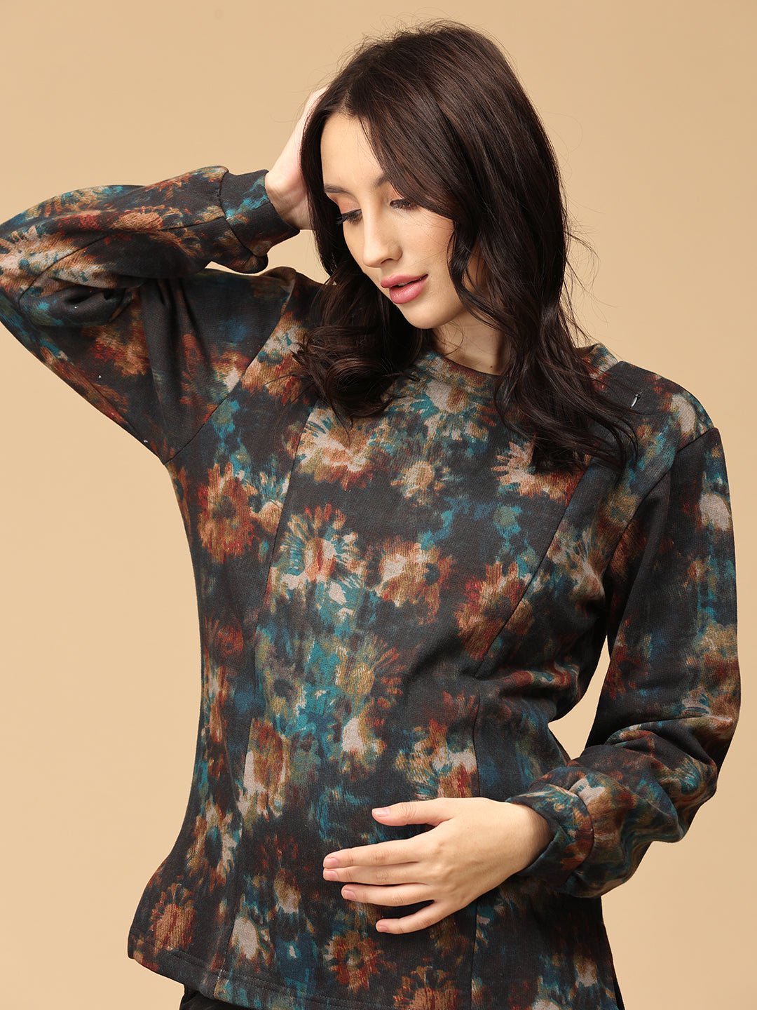  Ink-redible Waves Maternity and Nursing Sweatshirt Multi