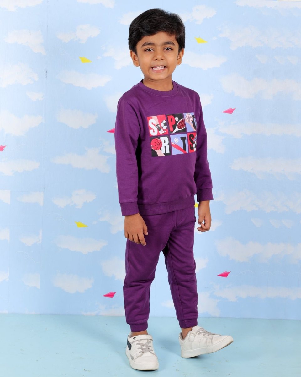  Purple It's All About Sports Jogger Set For Kids