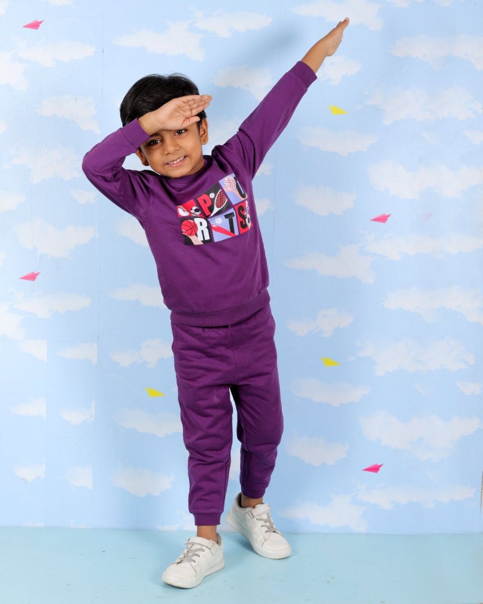  Purple It's All About Sports Jogger Set For Kids