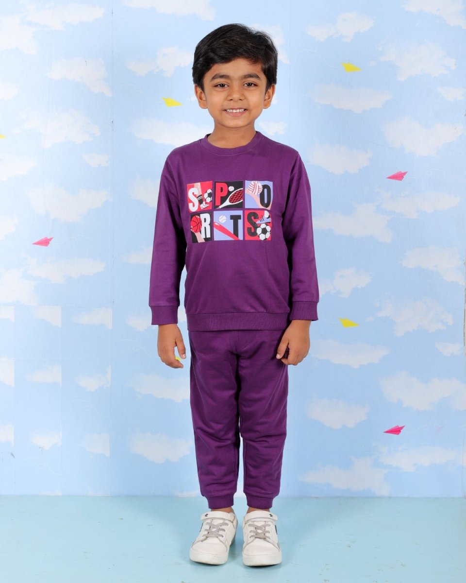  Purple It's All About Sports Jogger Set For Kids