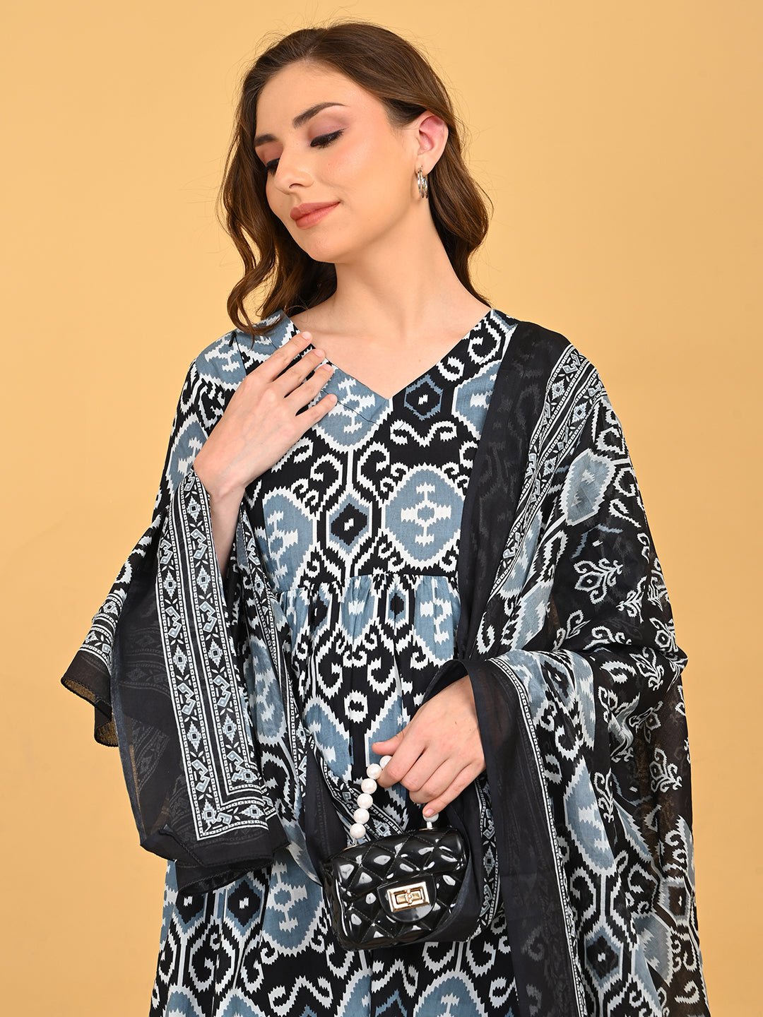  Ivory Shadow Maternity and Nursing Kurta Set Black