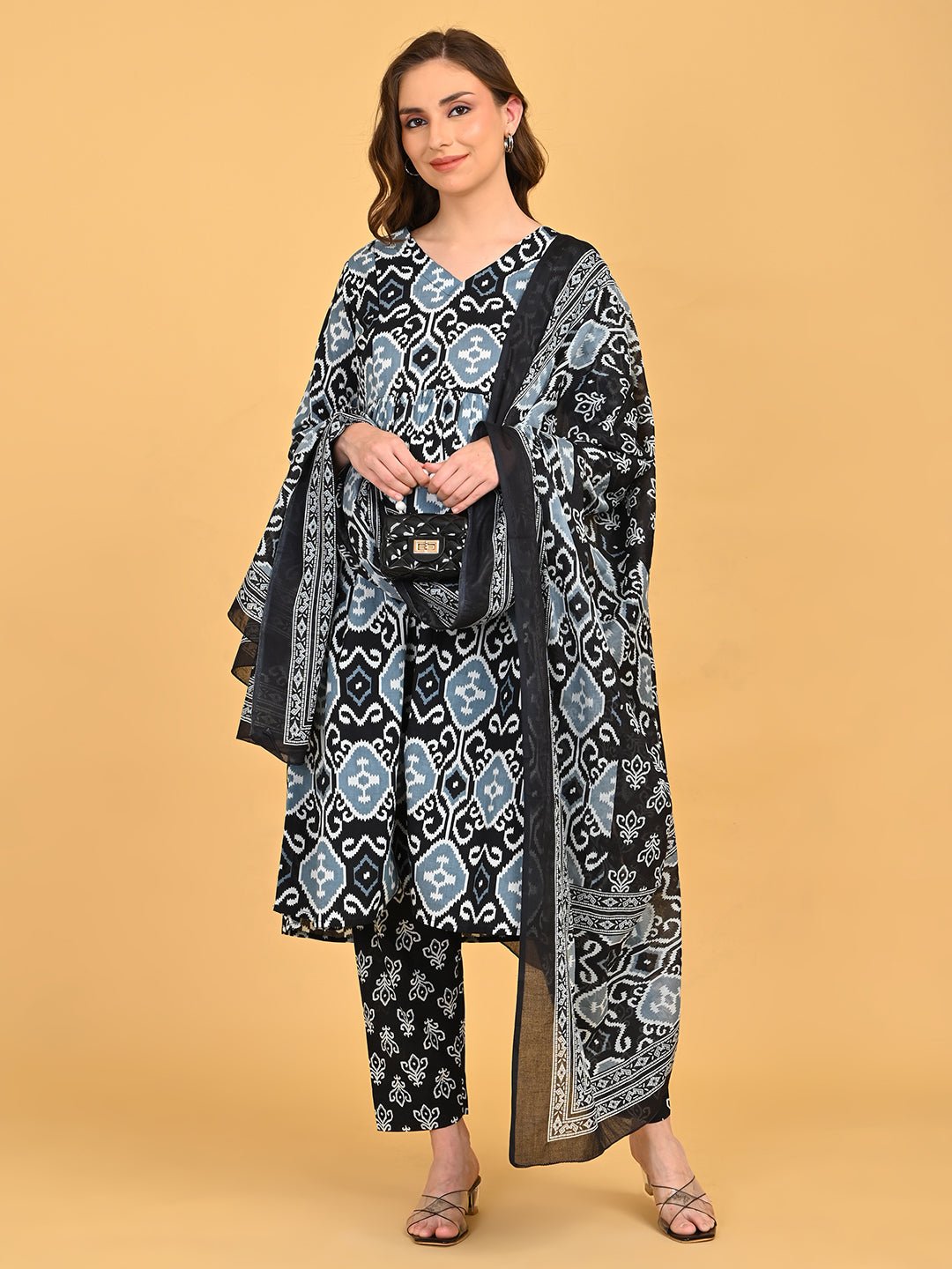  Ivory Shadow Maternity and Nursing Kurta Set Black