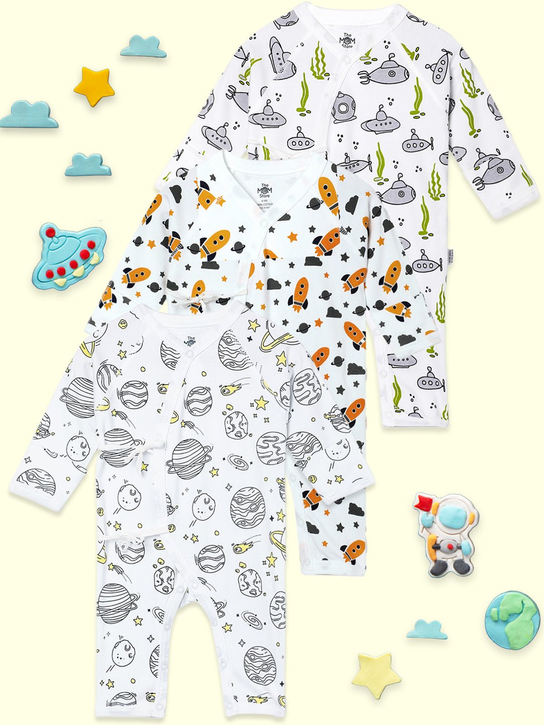 Print Party Infant Jabla Style Romper Combo 3-Pack