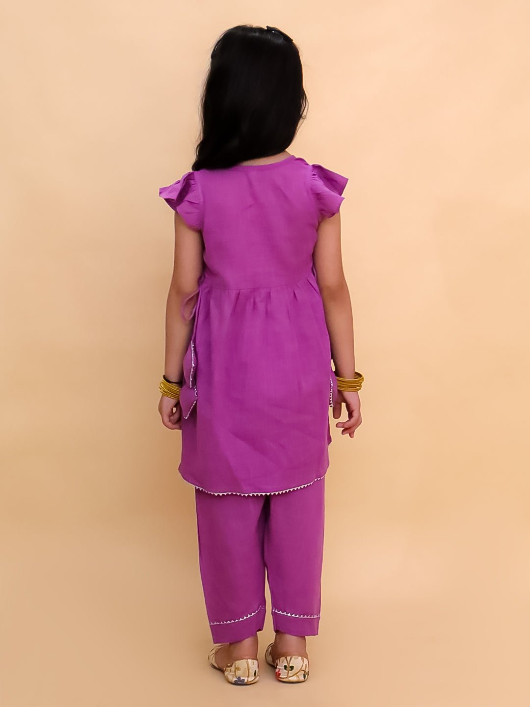 Jhilmil Purple Embroidered Girls Kurta Set For Babies