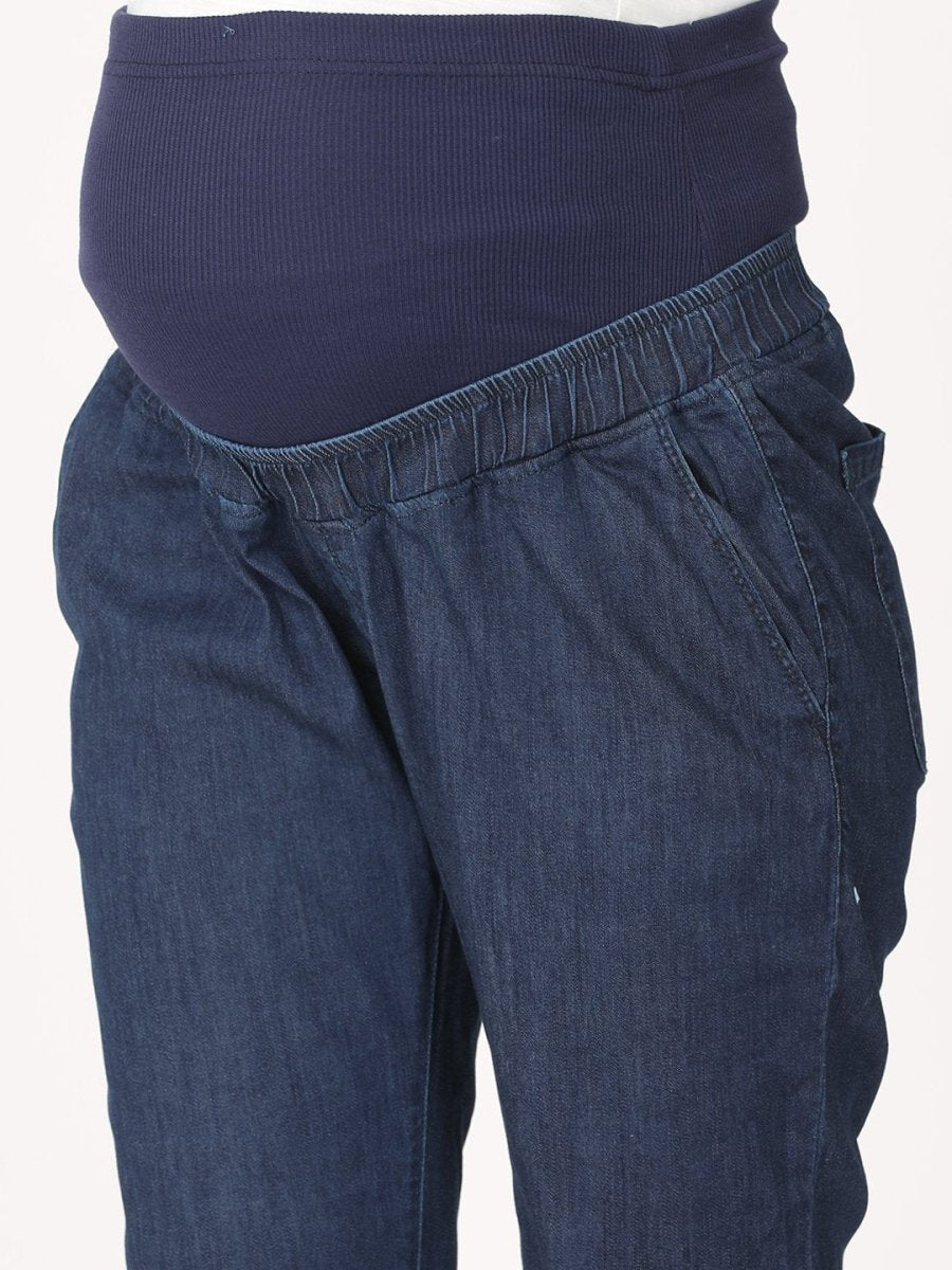  Jogger Style Maternity Denims with Belly Support Navy