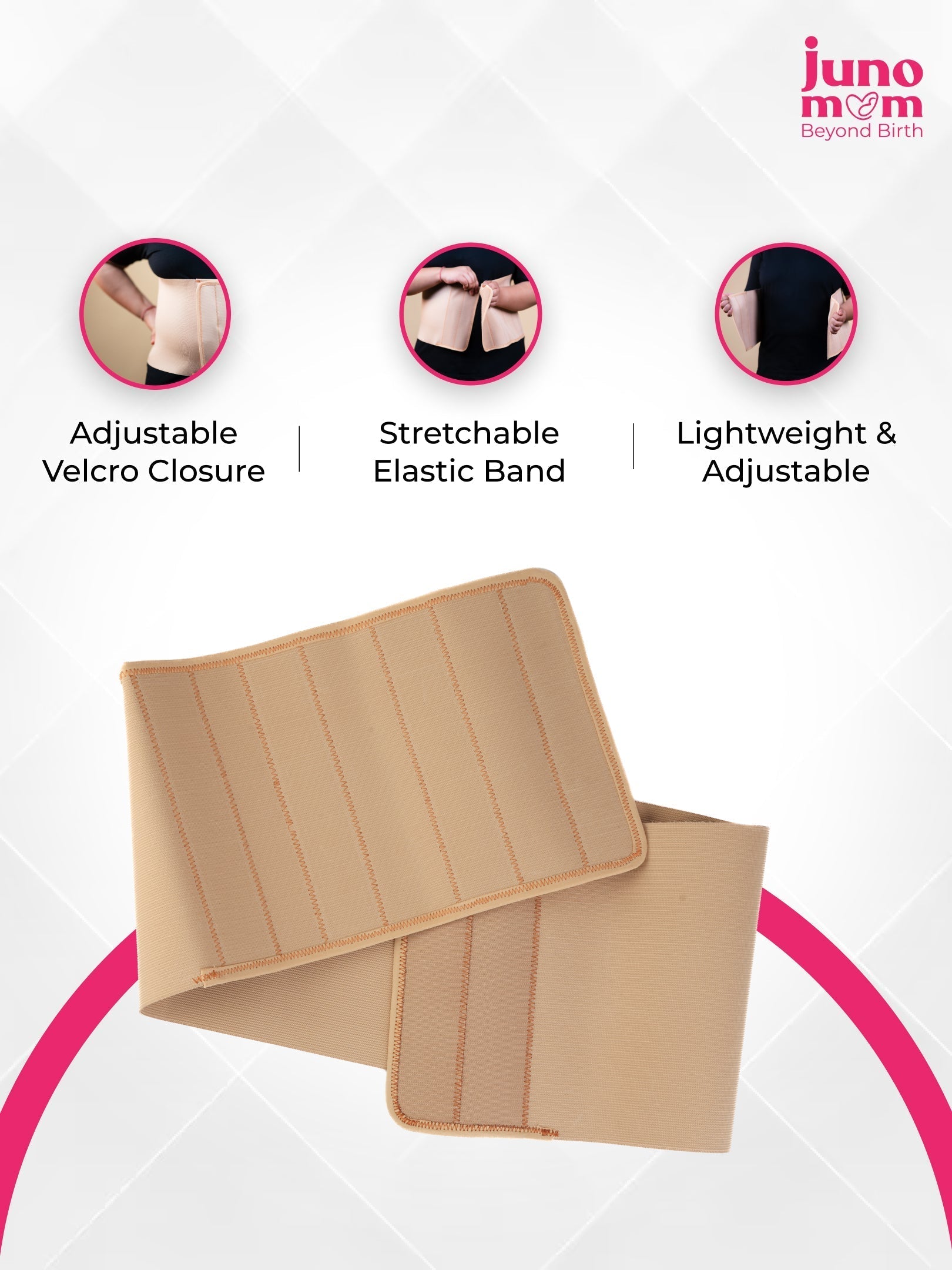 Juno Mom Abdominal Binder Stretchable Maternity Belly Belt White