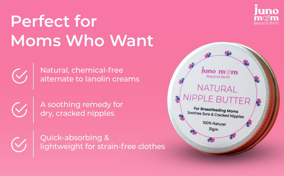 Juno Mom Natural Nipple Butter Fast-Absorbing Moisturizer 7 Natural Oils 2.65lb