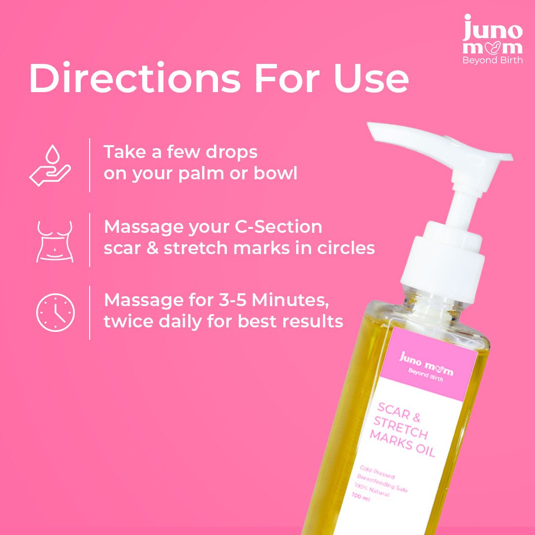 Juno Mom Scar & Stretch Marks Oil Reduces Scars Rejuvenating Herbal 3.38oz