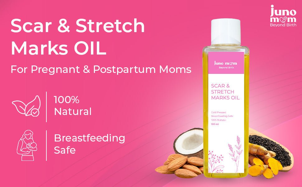 Juno Mom Scar & Stretch Marks Oil Reduces Scars Rejuvenating Herbal 3.38oz