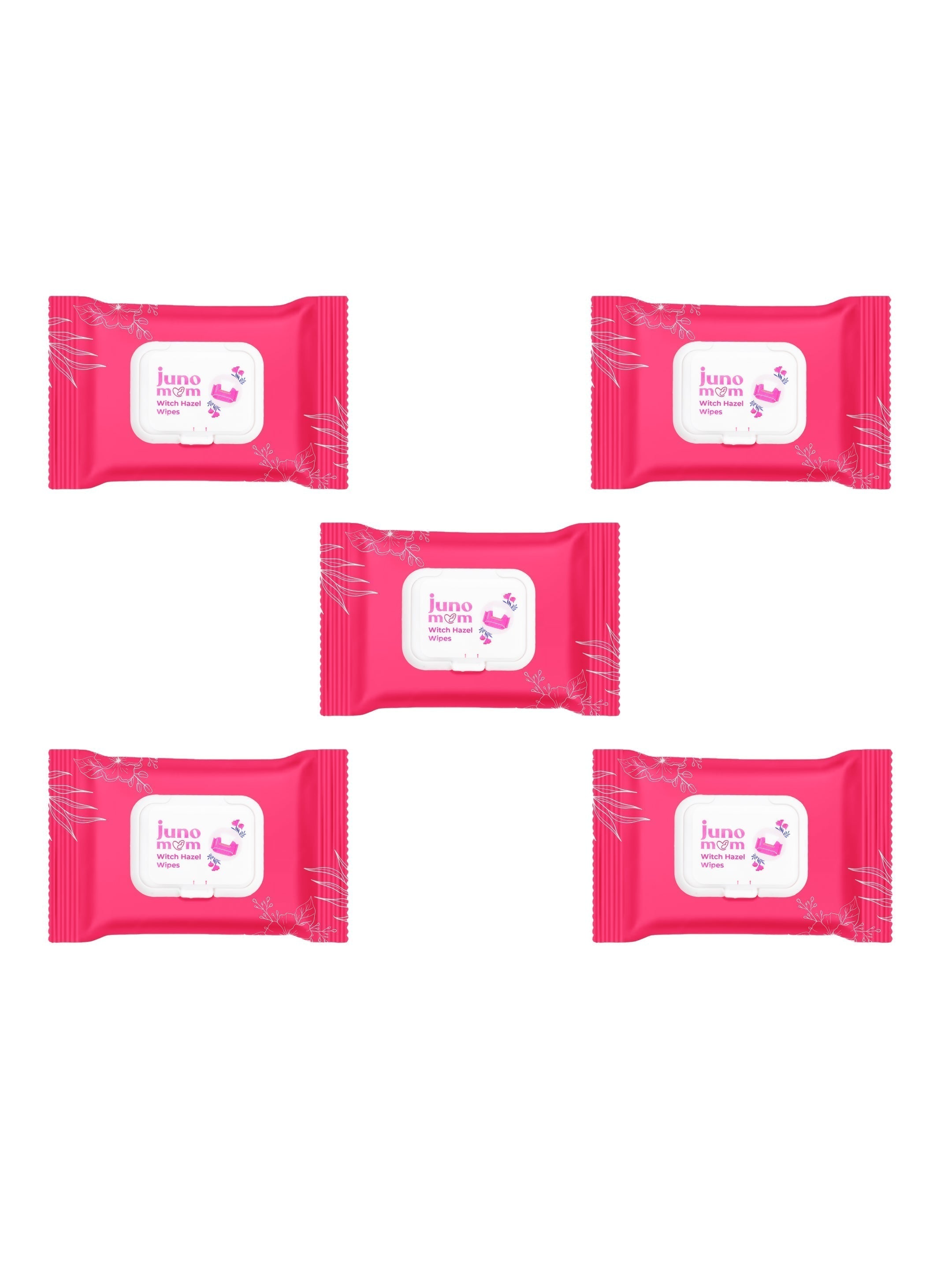Juno Mom Witch-Hazel Wipes Instant Cooling Wet Wipes 100 Pulls Pack of 5