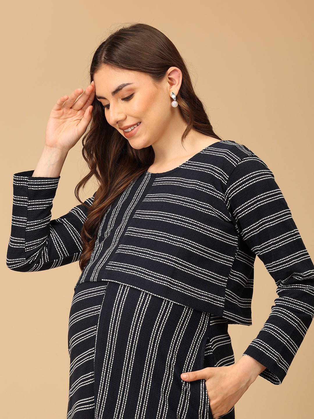  Just My Stripe Maternity and Nursing Dress Multi