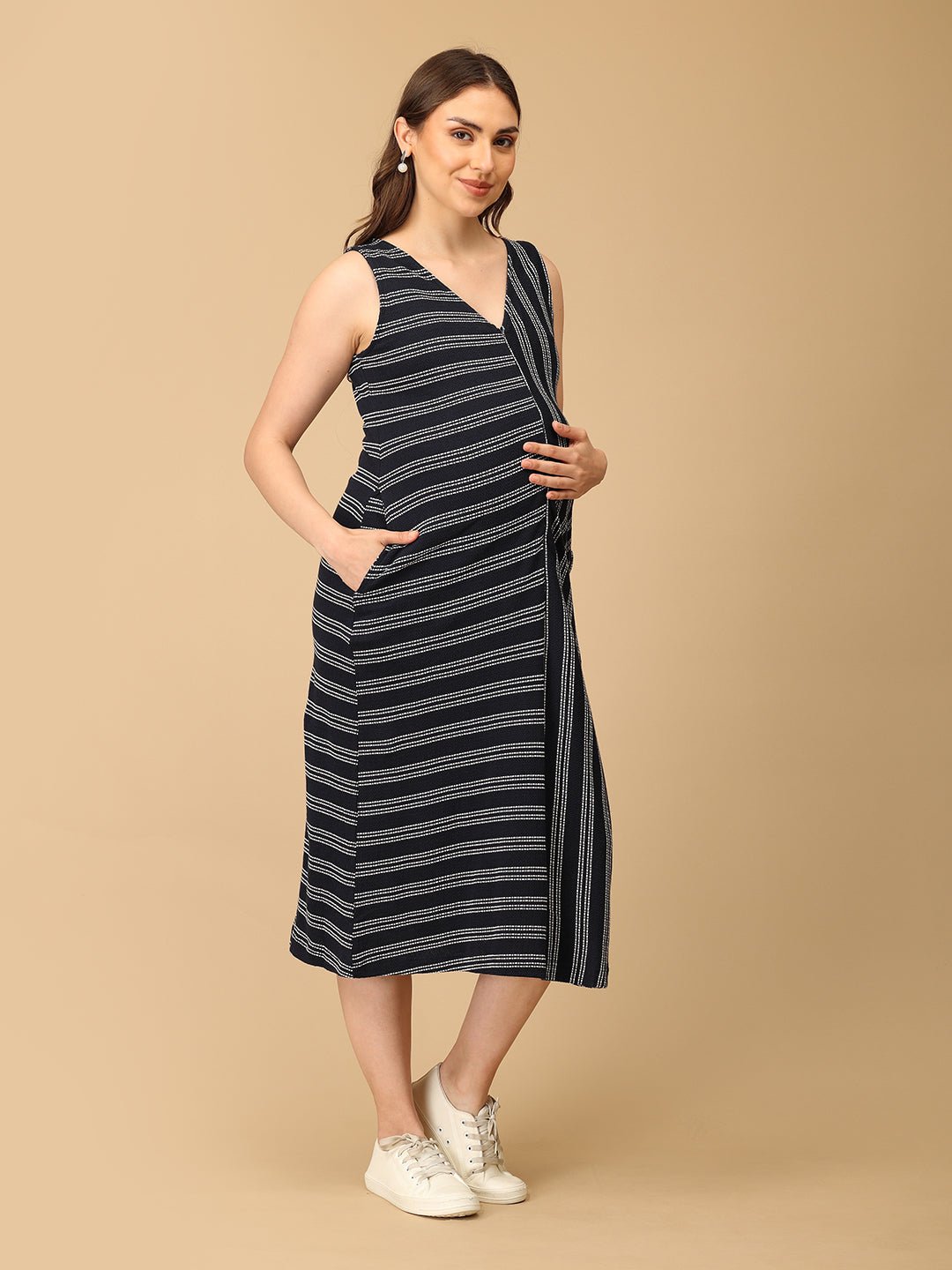  Just My Stripe Maternity and Nursing Dress Multi